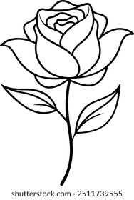 Elegante Rose Line Art Ilustração no Fundo Branco Retratando beleza e simplicidade