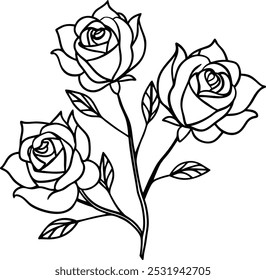 Elegante Rose Line Art Vetor - Um design perfeito para amantes de arte florais minimalistas e detalhados