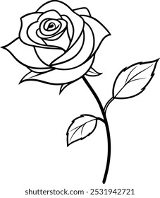 Elegante Vector de arte de la línea de Rose - Un diseño perfecto para los amantes del arte floral minimalista y detallado