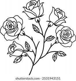 Elegante Vector de arte de la línea de Rose - Un diseño perfecto para los amantes del arte floral minimalista y detallado