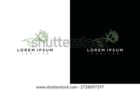 Elegant rose logos displayed on contrasting white and black backgrounds from a straightforward front viewpoint