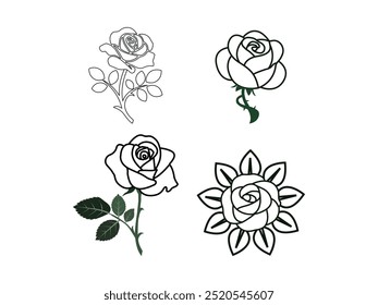Elegantes Ilustraciones vectoriales de contorno rosa - Ideal para logotipos e invitaciones