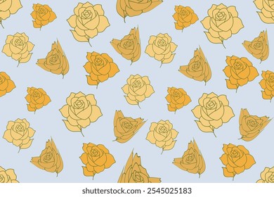 Elegant Rose Pattern with Warm Tones on Soft Blue