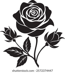 Elegant Rose Silhouette Vector for Fashion and Beauty Themes.