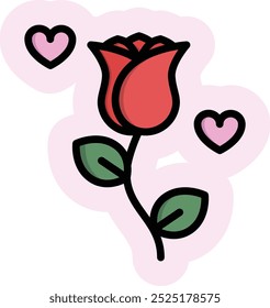 Elegant rose sticker illustration. beautifully designed rose sticker illustration captures the timeless beauty of roses. for greeting cards, wedding invitations, and digital projects