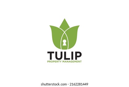 Elegant Rose Tulip Flower with House for Real Estate Logo Design Vector