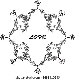 Elegant rose wreath frame, for handwritten poster of love, romantic. Vector