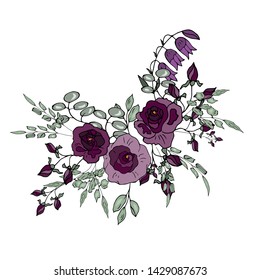 Elegant roses. Gift bouquet. Vector illustration.