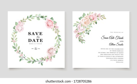 elegant roses invitation card template