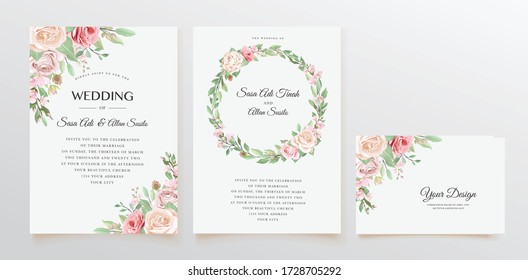 elegant roses invitation card template