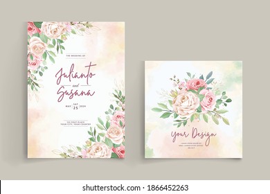 elegant roses wedding invitation card set
