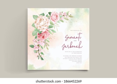elegant roses wedding invitation card set
