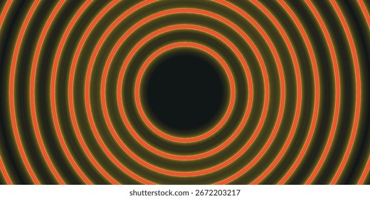 círculo de néon vermelho rotacional elegante em fundo preto. arte vetorial