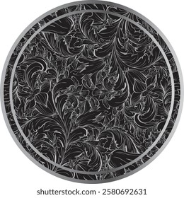 Elegant round dance floor with black and silver leaves