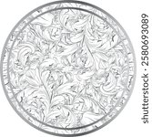 Elegant round dance floor with white and silver leaves