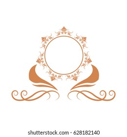 elegant round decorative frame flourish calligraphy golden
