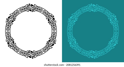 Elegant round floral frieze pattern frame to insert your message or text invitation