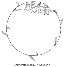 Elegant round frame with bluebells. Vector clip art.