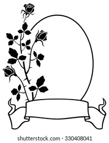 Elegant round frame with roses silhouettes