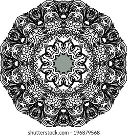 Elegant round hand drawn lace ornament