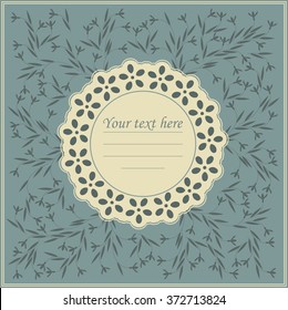 Elegant round lace frame with flowers and leaves can be used for greeting card, wedding invitation, cover, baby shower and more creative designs.