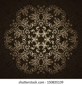 Elegant round lace pattern on seamless floral background 