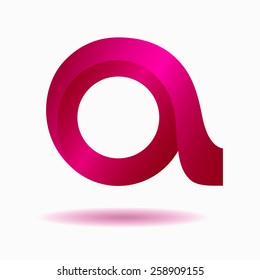 Elegant Round Logo in the form of Letter A from Silk or Satin Fabric in lilac and Pink colors. Material design, isolated. Can be used as icon, template