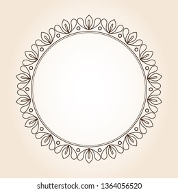 Elegant round retro frame. Vector illustration.