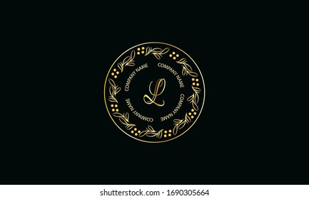 Elegant round shape monogram with letter L. Exquisite calligraphic logo design business sign, restaurant, royalty, boutique, cafe, hotel.