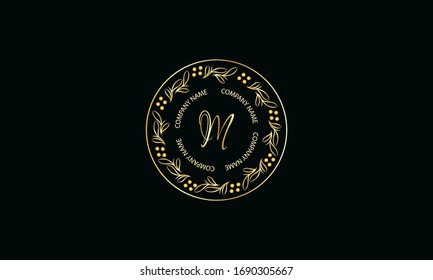 Elegant round shape monogram with letter M. Exquisite calligraphic logo design business sign, restaurant, royalty, boutique, cafe, hotel.