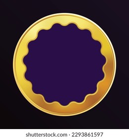Elegant round wavy emblem design. Vector illustration gold blank abstract shiny glossy badge medal