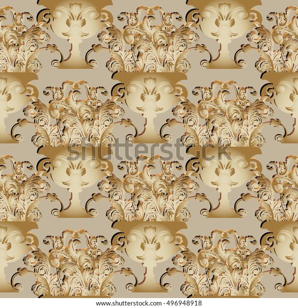 Elegant Royal Baroque Damask Light Beige Stock Vector