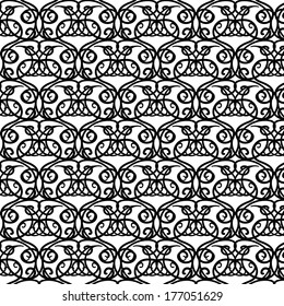 Elegant royal black and white hand-drawn pattern