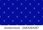 Elegant royal blue background with repeating light blue fleurdelis pattern.  Perfect for luxurious designs, invitations, or website backgrounds.