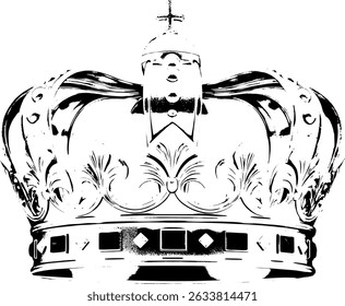 Elegant royal crown vector, great for emblems, logos, and regal branding.
