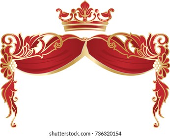 Elegant royal frame with crown isolated on white background. 
