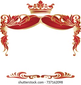 Elegant royal frame with crown isolated on white background.