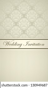 Elegant royal wedding card with light damask design