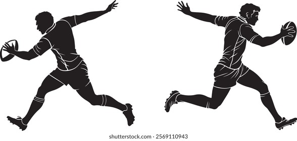 Elegant Rugby player silhouette vector art illustration on white background