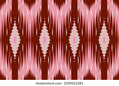 Elegant Rust Brown and White Geometric Ikat Design, Ideal for Modern Wallpaper and Serene Backdrops