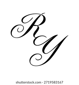 Elegante RY Monogram Logo Design, perfeito para marcas de luxo, identidade boutique, ou designs de logotipo pessoal.