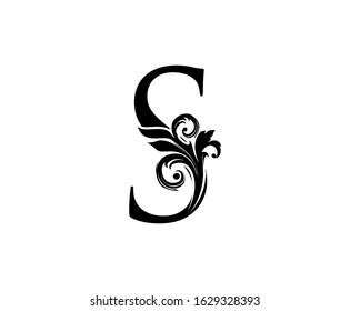 Elegant S Letter Swirl Logo. Black S With Classy Leaves Shape design perfect for fashion, Jewelry, Beauty Salon, Cosmetics, Spa, Hotel and Restaurant Logo. 