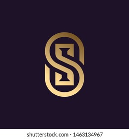 Diseño elegante del logotipo S, monograma SI, letra Gold/metálica S.vectorial