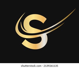 Elegant S logo with luxury  concept. Letter S logo design, Gold, beauty industry, fashion, cosmetics business, natural, spa, salon, and yoga sign