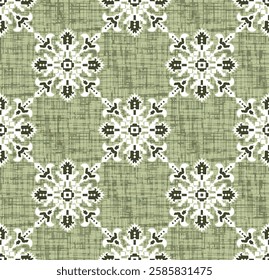 Elegant Sage Green Fabric Pattern with Intricate Floral Motifs