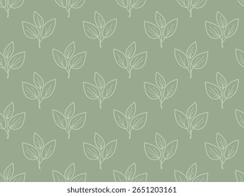 Elegante sálvia verde padrão sem emenda com um delicado, motivo folha minimalista. Perfeito para design têxtil, papel de parede, embalagem ou fundos do site.