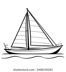 Elegant sail yacht outline in vector format, ideal for nautical graphics.