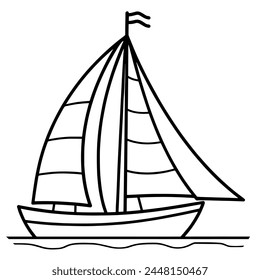 Elegant sail yacht outline in vector format, ideal for nautical graphics.