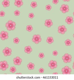 elegant sakura blossom seamless pattern background over green