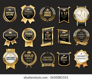 Elegant sale and premium quality frame badge and label collection Luxury royal design stock illustration